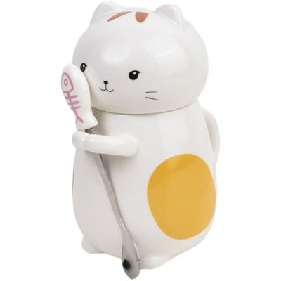 lachineuse – Taza de gato Kawaii – Gato malicioso – Plaisir diario – 400 ml – Altura 16 cm – Con tapa y cuchara – Porcelana – Multicolor – Idea de regalo decorativo de Japón lachineuse – Taza de gato Kawaii – Gato malicioso – Plaisir diario – 400 ml – Altura 16 cm – Con tapa y cuchara – Porcelana – Multicolor – Idea de regalo decorativo de Japón
