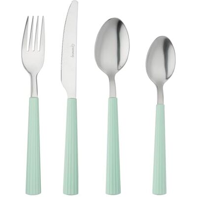 Grunwerg Bistro Cubiertos, Juego de 16 piezas, Acero inoxidable 18/0, Mango a rayas, Azul Grunwerg Bistro Cubiertos, Juego de 16 piezas, Acero inoxidable 18/0, Mango a rayas, Azul