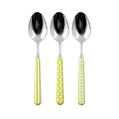 HOME Provence Juego de 6 cucharas de mesa de acero inoxidable, decoración verde HOME Provence Juego de 6 cucharas de mesa de acero inoxidable, decoración verde