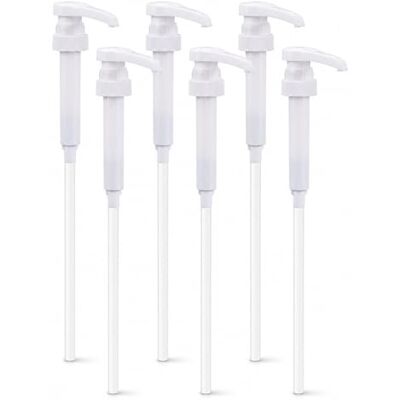 JADUFHU 6 Unidades de Bomba dosificadora para Jarabe de Color Blanco, dispensador de Bomba 28/400, Compatible con Botellas de 500 ml a 1000 ml, Reutilizable para Jarabe Monin, café, jabón y champú, con Tubos JADUFHU 6 Unidades de Bomba dosificadora para Jarabe de Color Blanco, dispensador de Bomba 28/400, Compatible con Botellas de 500 ml a 1000 ml, Reutilizable para Jarabe Monin, café, jabón y champú, con Tubos