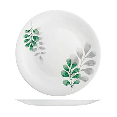 H&H BORMIOLI ROCCO Set 6 Piatti Opale Botanica Verde Piano Cm27 H&H BORMIOLI ROCCO Set 6 Piatti Opale Botanica Verde Piano Cm27