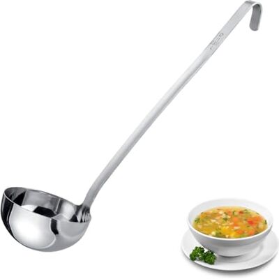 Westmark Ladle Pro, Cucharón sopera pequeño de acero inoxidable para la cocina profesional, Cucharón para salsas, aderezos, etc., Plata, Ø 11 cm, 350 ml Westmark Ladle Pro, Cucharón sopera pequeño de acero inoxidable para la cocina profesional, Cucharón para salsas, aderezos, etc., Plata, Ø 11 cm, 350 ml