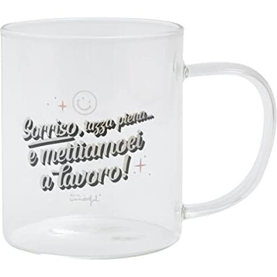 Mr Wonderful Sorriso - Vaso de Cristal Transparente - Para Bebidas Calientes Mr Wonderful Sorriso - Vaso de Cristal Transparente - Para Bebidas Calientes