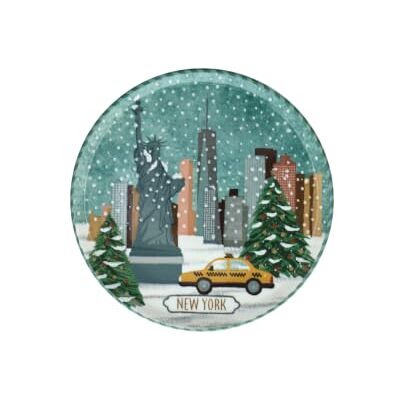 Tognana Postcard New York Plato Panettone 29 cm, porcelana, multicolor, Made in Italy Tognana Postcard New York Plato Panettone 29 cm, porcelana, multicolor, Made in Italy