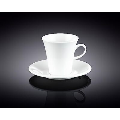 Wilmax Juego de Tazas de café y platillos (Porcelana, 160 ml, 2 Unidades), Color Blanco Wilmax Juego de Tazas de café y platillos (Porcelana, 160 ml, 2 Unidades), Color Blanco