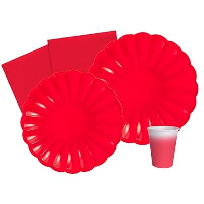 Ciao - Kit Party Tavola Flower Shape Persone (112 pz Ø23cm, Platos Ø18cm, 24 Vasos, 40 Servilletas) - Vajilla de Fiesta Ciao - Kit Party Tavola Flower Shape Persone (112 pz Ø23cm, Platos Ø18cm, 24 Vasos, 40 Servilletas) - Vajilla de Fiesta