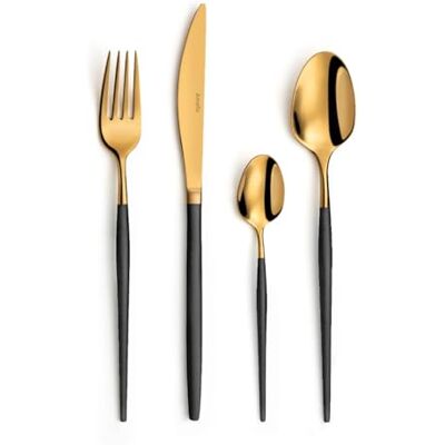 Amefa Soprano Negro Dorado Juego de cubiertos de 16 piezas- Para 4 personas Amefa Soprano Negro Dorado Juego de cubiertos de 16 piezas- Para 4 personas