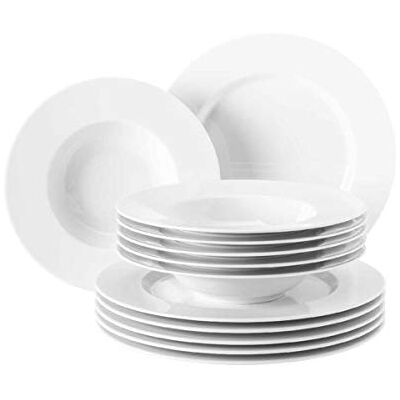 Seltmann Weiden 12 Piezas Set para 6 Personas Serie No Limits Blanco Servicio Incluye Cada 6 Cena, Plato de Sopa, 40 x 40 x 32cm Seltmann Weiden 12 Piezas Set para 6 Personas Serie No Limits Blanco Servicio Incluye Cada 6 Cena, Plato de Sopa, 40 x 40 x 32cm
