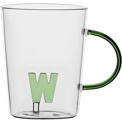 LA PORCELLANA BIANCA Taza Letra W de cristal borosilicato, capacidad 400 cc, colección Alalettera LA PORCELLANA BIANCA Taza Letra W de cristal borosilicato, capacidad 400 cc, colección Alalettera