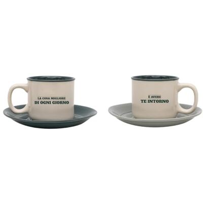 Mr. Wonderful Juego de 2 tazas de espresso para compartir y sonreír Lo mejor de cada día es tener a tu alrededor Mr. Wonderful Juego de 2 tazas de espresso para compartir y sonreír Lo mejor de cada día es tener a tu alrededor