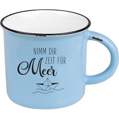 Grafik Werkstatt Grafik-Werkstatt Taza de café vintage de cerámica para regalar 400 ml, Maritime, Take Time for Sea, , azul Grafik Werkstatt Grafik-Werkstatt Taza de café vintage de cerámica para regalar 400 ml, Maritime, Take Time for Sea, , azul