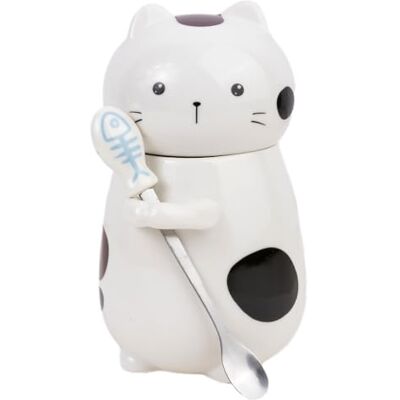 lachineuse – Taza de gato Kawaii – Gato Malicious – Plaisir diario – 400 ml – Altura 16 cm – Con tapa y cuchara – Porcelana – Multicolor – Idea de regalo decorativo de Japón lachineuse – Taza de gato Kawaii – Gato Malicious – Plaisir diario – 400 ml – Altura 16 cm – Con tapa y cuchara – Porcelana – Multicolor – Idea de regalo decorativo de Japón