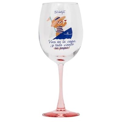 Mr. Wonderful Copa de Vino con Mensaje “Vino en la Copa ¡y Todo Viento en Popa!” – Copa de Vidrio 47 cl Mr. Wonderful Copa de Vino con Mensaje “Vino en la Copa ¡y Todo Viento en Popa!” – Copa de Vidrio 47 cl