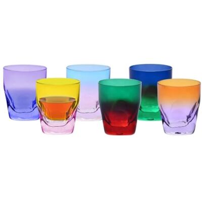 Krosno – Vasos de Whisky, Bebidas y Cócteles 260 ml – Set de 6 unidades en 6 colores únicos – Colección Aurora – Cristal sin Plomo – Pintados a Mano Krosno – Vasos de Whisky, Bebidas y Cócteles 260 ml – Set de 6 unidades en 6 colores únicos – Colección Aurora – Cristal sin Plomo – Pintados a Mano
