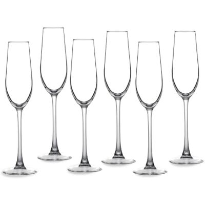 ECHTWERK copas de cava/champán set de 6, copas de prosecco, flautas de champán, copas robustas con tallo alargado, 190 ml ECHTWERK copas de cava/champán set de 6, copas de prosecco, flautas de champán, copas robustas con tallo alargado, 190 ml