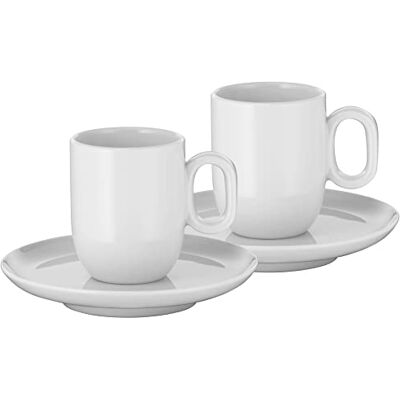 WMF Juego de Café Barista: Dos Tasas de Porcelana de 60 ml con Platillos Apta para Lavavajillas, Color WMF Juego de Café Barista: Dos Tasas de Porcelana de 60 ml con Platillos Apta para Lavavajillas, Color