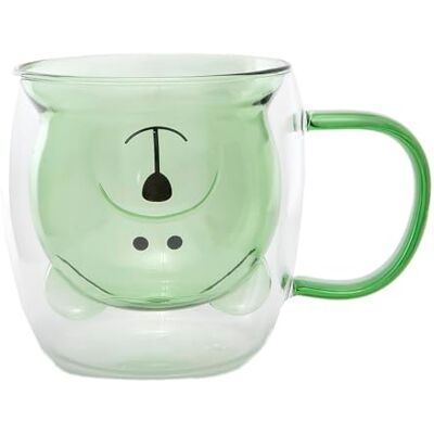 lachineuse – Taza de oso lindo verde – Cristal doble pared – Incluye asa – Capacidad 275 ml – Taza de café, té, chocolate caliente, capuchino – Taza decorativa japonesa – Idea de regalo de Japón Asia lachineuse – Taza de oso lindo verde – Cristal doble pared – Incluye asa – Capacidad 275 ml – Taza de café, té, chocolate caliente, capuchino – Taza decorativa japonesa – Idea de regalo de Japón Asia