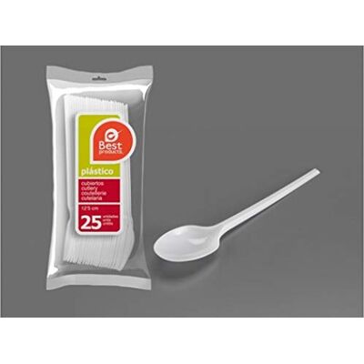 Best Pack de 25 cucharitas, 12 cm, color blanco () Best Pack de 25 cucharitas, 12 cm, color blanco ()