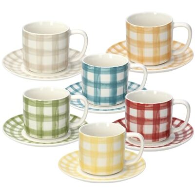 Tognana Caledonia, paquete de 6 tazas de té con platillo, new bone china, multicolor Tognana Caledonia, paquete de 6 tazas de té con platillo, new bone china, multicolor