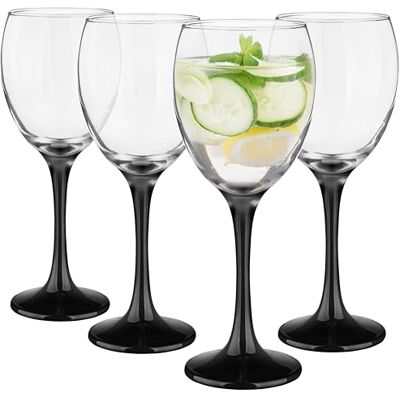 Glasmark KROSNO 1992 Juego de 4 copas de vino, 300 ml, copas de vino blanco, copas de vino tinto, copa de vino, postre, cóctel, vasos de agua, aptos para lavavajillas, tallo negro Glasmark KROSNO 1992 Juego de 4 copas de vino, 300 ml, copas de vino blanco, copas de vino tinto, copa de vino, postre, cóctel, vasos de agua, aptos para lavavajillas, tallo negro