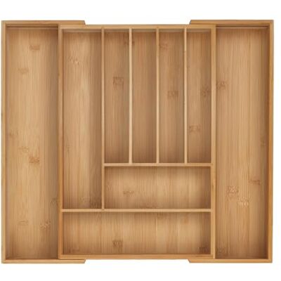 Relaxdays Cubertero, 7-9 Compartimentos, Organizador de Cubiertos Extensible, Cajón, 5 x 31-50 x 45 cm, Bambú, Natural Relaxdays Cubertero, 7-9 Compartimentos, Organizador de Cubiertos Extensible, Cajón, 5 x 31-50 x 45 cm, Bambú, Natural