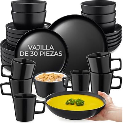 Tectake Juego de Platos Una - Diseño Urbano Moderno - 30 pzas Tectake Juego de Platos Una - Diseño Urbano Moderno - 30 pzas