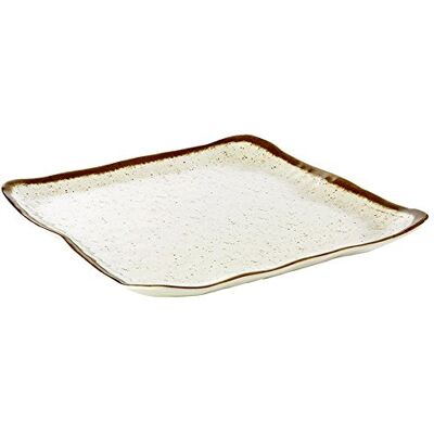 APS – Plato Stone tipo de melamina, 33 x 32,5 x 3 cm, interior: adornos, color blanco, borde: Marrón APS – Plato Stone tipo de melamina, 33 x 32,5 x 3 cm, interior: adornos, color blanco, borde: Marrón