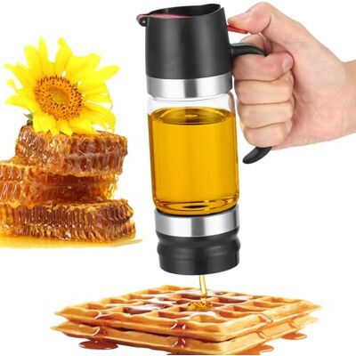 Yoxovo Dispensador cristal tarro miel antigoteo con asa, para miel y jarabe Dispensador de vidrio antigoteo con soporte, práctico para servir miel, jarabe, ideal para desayuno, café y té en casa Yoxovo Dispensador cristal tarro miel antigoteo con asa, para miel y jarabe Dispensador de vidrio antigoteo con soporte, práctico para servir miel, jarabe, ideal para desayuno, café y té en casa