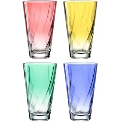 Leonardo HOME Twist Juego de 4 vasos de zumo aptos para lavavajillas, vasos de alta calidad y modernos, ergonómicos, aptos para el día a día y curvos, 300 ml Leonardo HOME Twist Juego de 4 vasos de zumo aptos para lavavajillas, vasos de alta calidad y modernos, ergonómicos, aptos para el día a día y curvos, 300 ml