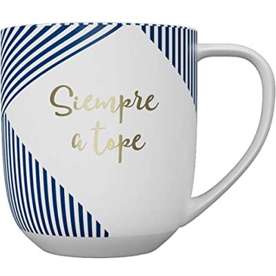Taza Dräger - Siempre a tope - Taza de cerámica, 320 ml, Inscripción en oro Taza Dräger - Siempre a tope - Taza de cerámica, 320 ml, Inscripción en oro