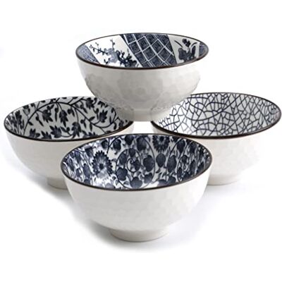 lachineuse Juego de 4 cuencos chinos con motivos asiáticos azules de 11 cm Cuencos para arroz, desayuno y sopa Motivos tradicionales chinos japoneses Cuenco asiático Vajilla de regalo lachineuse Juego de 4 cuencos chinos con motivos asiáticos azules de 11 cm Cuencos para arroz, desayuno y sopa Motivos tradicionales chinos japoneses Cuenco asiático Vajilla de regalo