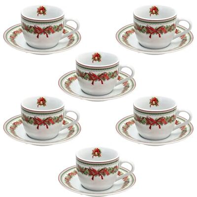 Tognana , Set de 6 tazas de café con plato 80 cc Christmas Eve, Porcelana, Multicolor Tognana , Set de 6 tazas de café con plato 80 cc Christmas Eve, Porcelana, Multicolor