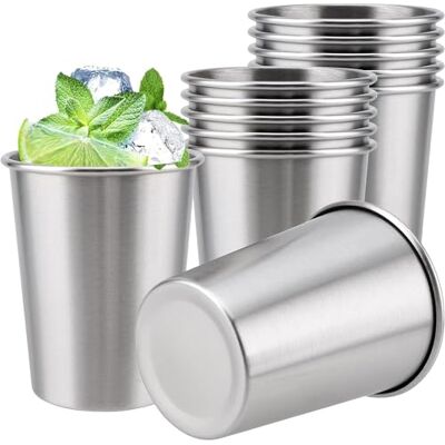 SOMLAW Vasos de Acero Inoxidable 260ML, 12 Piezas Copas de Acero Inoxidable Premium, Vasos de Cerveza de Metal, Vaso de Agua Apilable para Viajes, Exteriores y Camping SOMLAW Vasos de Acero Inoxidable 260ML, 12 Piezas Copas de Acero Inoxidable Premium, Vasos de Cerveza de Metal, Vaso de Agua Apilable para Viajes, Exteriores y Camping
