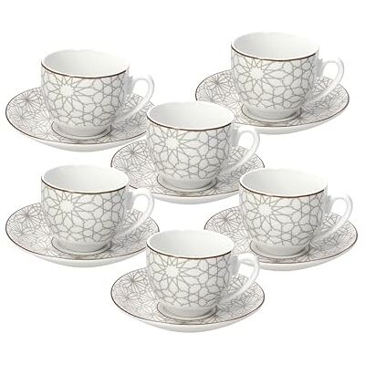 Tognana Habana, paquete de 6 tazas de café con platillo, porcelana, beige Tognana Habana, paquete de 6 tazas de café con platillo, porcelana, beige