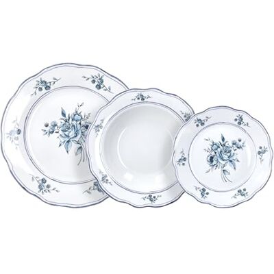 Tognana Heritage Florals, Juego de vajilla para 6 personas 18 piezas, Porcelana, Azul Tognana Heritage Florals, Juego de vajilla para 6 personas 18 piezas, Porcelana, Azul