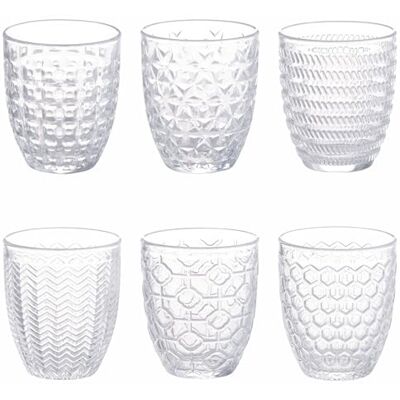 Tivoli Geometrie Light Juego de 6 vasos de agua (320 ml, cristal transparente decorado en relieve) Tivoli Geometrie Light Juego de 6 vasos de agua (320 ml, cristal transparente decorado en relieve)