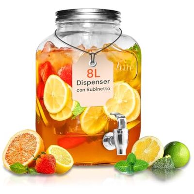 Avilia Dispensador de bebidas con grifo, dispensador de agua de 8 l, dispensador para alcohol y alcohol, tapón de aluminio, perfecto para cualquier ocasión, fácil de limpiar Avilia Dispensador de bebidas con grifo, dispensador de agua de 8 l, dispensador para alcohol y alcohol, tapón de aluminio, perfecto para cualquier ocasión, fácil de limpiar