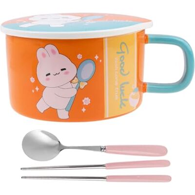 lachineuse – Cuenco de fideos instantáneos – Cuenco de ramen asiático – Porcelana – Diseño de conejo – 1000 ml – Con tapa y cubiertos – Desayuno, sopa, arroz – Idea de regalo Asia Japón China – lachineuse – Cuenco de fideos instantáneos – Cuenco de ramen asiático – Porcelana – Diseño de conejo – 1000 ml – Con tapa y cubiertos – Desayuno, sopa, arroz – Idea de regalo Asia Japón China –