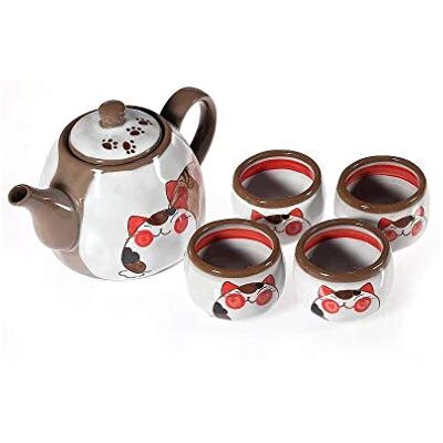 lachineuse Maneki Neko Juego de té japonés con Tetera y 4 Tazas de Porcelana Idea de Regalo japonés Kawaii Lindo para cumpleaños, Navidad Vajilla Japonesa Asia lachineuse Maneki Neko Juego de té japonés con Tetera y 4 Tazas de Porcelana Idea de Regalo japonés Kawaii Lindo para cumpleaños, Navidad Vajilla Japonesa Asia