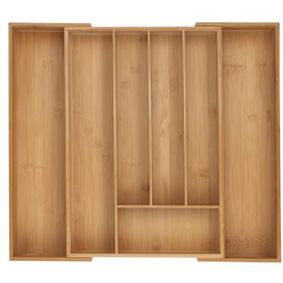 Relaxdays Cubertero, 5-7 Compartimentos, Organizador de Cubiertos Extensible, Cajón, 6 x 34-56 x 50 cm, Bambú, Natural Relaxdays Cubertero, 5-7 Compartimentos, Organizador de Cubiertos Extensible, Cajón, 6 x 34-56 x 50 cm, Bambú, Natural