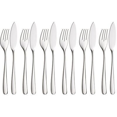 WMF Vision Cromargan Protect Cubiertos para Pescado, 12 Piezas, Color Plateado WMF Vision Cromargan Protect Cubiertos para Pescado, 12 Piezas, Color Plateado