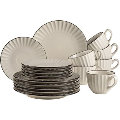 Mäser Servicio de café, gres Osita, blanco crema, verde claro Mäser Servicio de café, gres Osita, blanco crema, verde claro