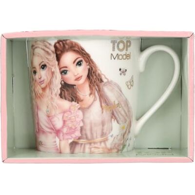 Depesche TOPModel Summer Feeling Taza en Blanco, con Motivo de Modelo, Flores y Eslogan, Taza de Porcelana con asa, Capacidad Aprox. 300 ml Depesche TOPModel Summer Feeling Taza en Blanco, con Motivo de Modelo, Flores y Eslogan, Taza de Porcelana con asa, Capacidad Aprox. 300 ml