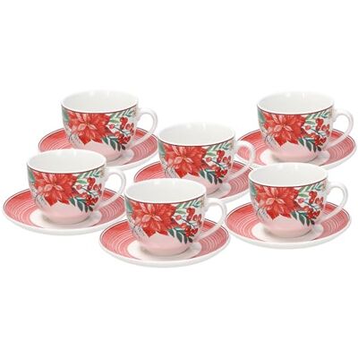 Tognana Juego de 6 tazas de té con plato, porcelana, color rojo Tognana Juego de 6 tazas de té con plato, porcelana, color rojo