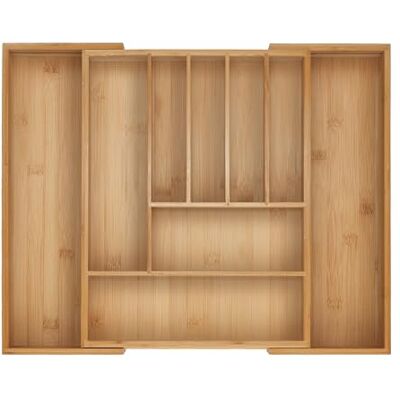 Relaxdays Cubertero, 7-9 Compartimentos, Organizador de Cubiertos Extensible, Cajón, 5x29,5-47,5x38 cm, Bambú, Natural Relaxdays Cubertero, 7-9 Compartimentos, Organizador de Cubiertos Extensible, Cajón, 5x29,5-47,5x38 cm, Bambú, Natural
