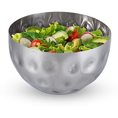 Relaxdays Ensaladera de Acero INOX. Martillado S, Frutero, Cuenco de Cocina, Bol, Tazón, 15 cm de Diámetro, Plateado, Inoxidable Relaxdays Ensaladera de Acero INOX. Martillado S, Frutero, Cuenco de Cocina, Bol, Tazón, 15 cm de Diámetro, Plateado, Inoxidable