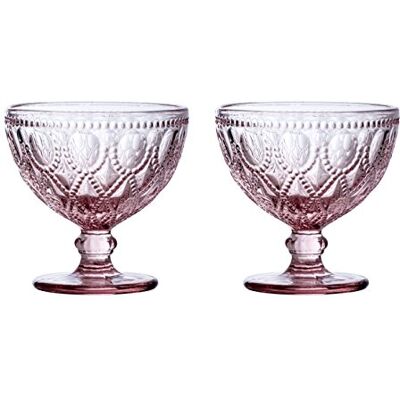 Premier Fleur Sundae-Juego de 2 Platos de Cristal Rosa, 250 ml, 11 x 11 x 11 cm, 2 Premier Fleur Sundae-Juego de 2 Platos de Cristal Rosa, 250 ml, 11 x 11 x 11 cm, 2