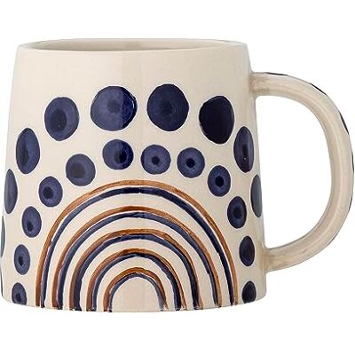 BLOOMINGVILLE SHAMA Taza de cerámica (500 ml), diseño de lunares, color crema y azul BLOOMINGVILLE SHAMA Taza de cerámica (500 ml), diseño de lunares, color crema y azul