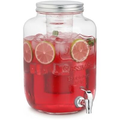Avilia Wintem Dispensador de bebidas de cristal 4L con grifo e infusor integrado, recipiente para agua y zumos para cocina y oficina, con tapa de aluminio para uso diario y eventos Avilia Wintem Dispensador de bebidas de cristal 4L con grifo e infusor integrado, recipiente para agua y zumos para cocina y oficina, con tapa de aluminio para uso diario y eventos