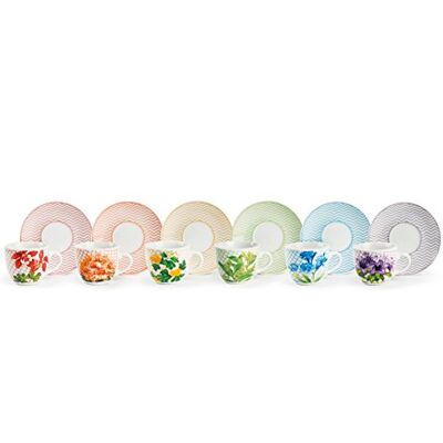 Excelsa Servicio de tazas de café con plato, multicolor Excelsa Servicio de tazas de café con plato, multicolor